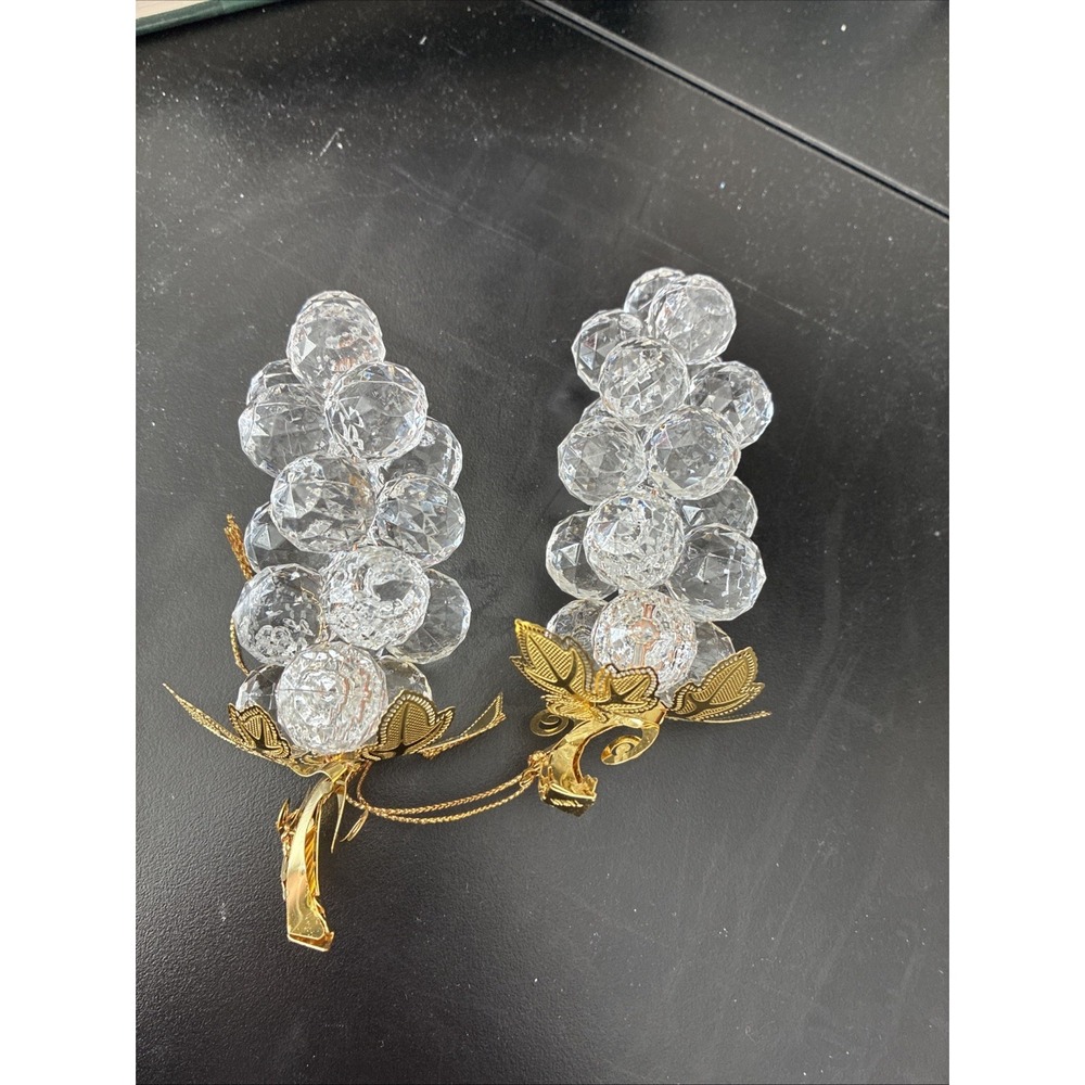 Lucite Acrylic Grape Clusters  Clear Faceted Christmas Ornaments Made In Taiwan - Picture 6 of 11